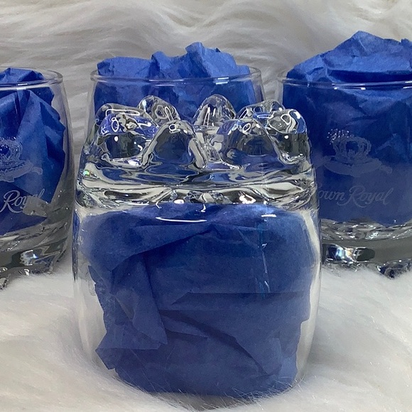 Crown Royal Set of 4 Etched Crystal Low Ball Rocks Glass Whiskey Glasses Barware - Picture 13 of 16